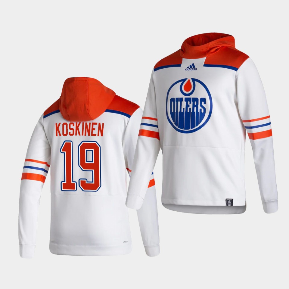 Men Edmonton Oilers #19 Koskinen White NHL 2021 Adidas Pullover Hoodie Jersey->detroit red wings->NHL Jersey